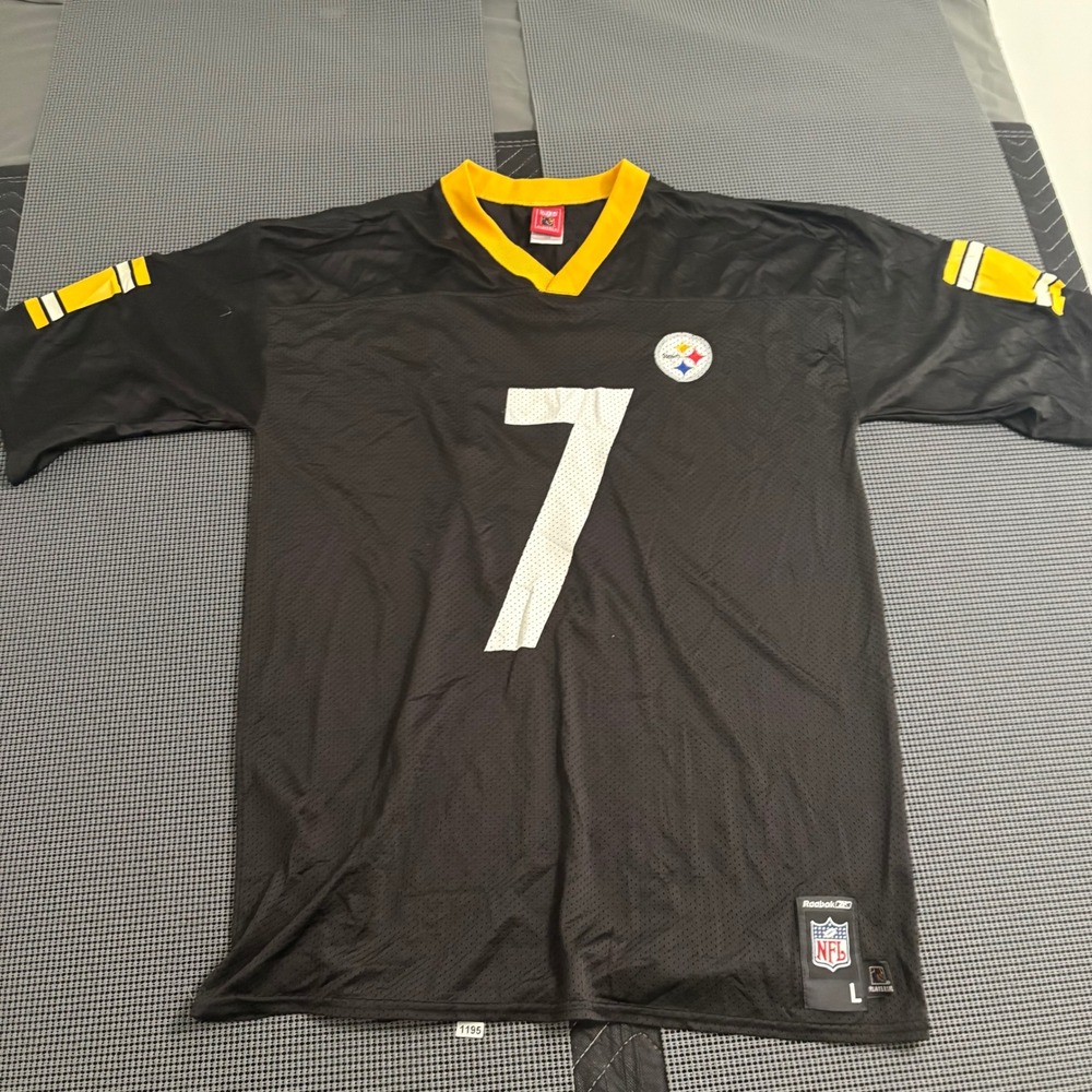 Reebok NFL Pittsburgh Steelers Ben Roethlisberger 7 Jersey Black Mens Large